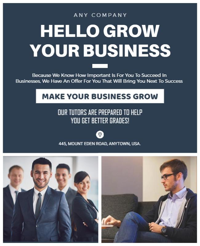 Professional Blue Business Growth Coaching Flyer Template