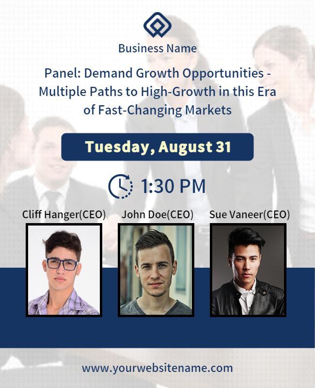 Professional Blue Business Growth Panel Discussion Poster Template