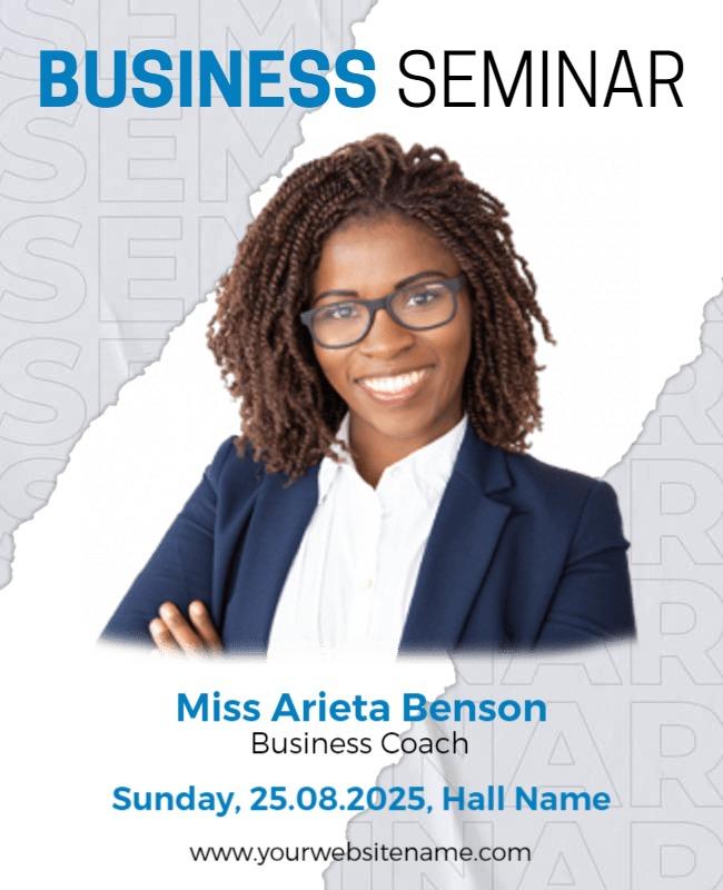 Professional Blue Business Seminar Announcement Poster Template