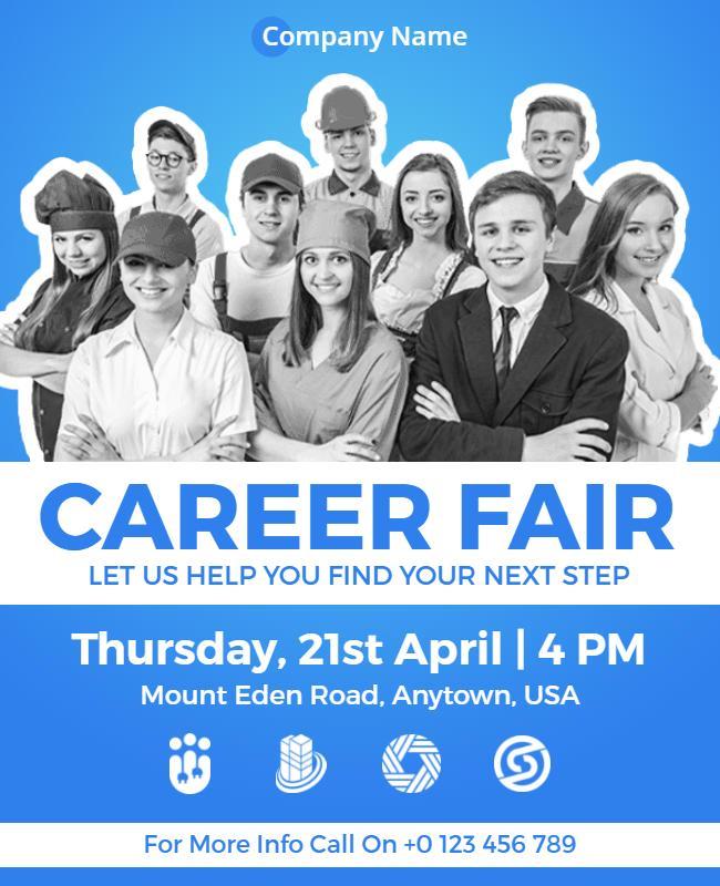 Professional Blue Career Fair Networking Event Flyer Template