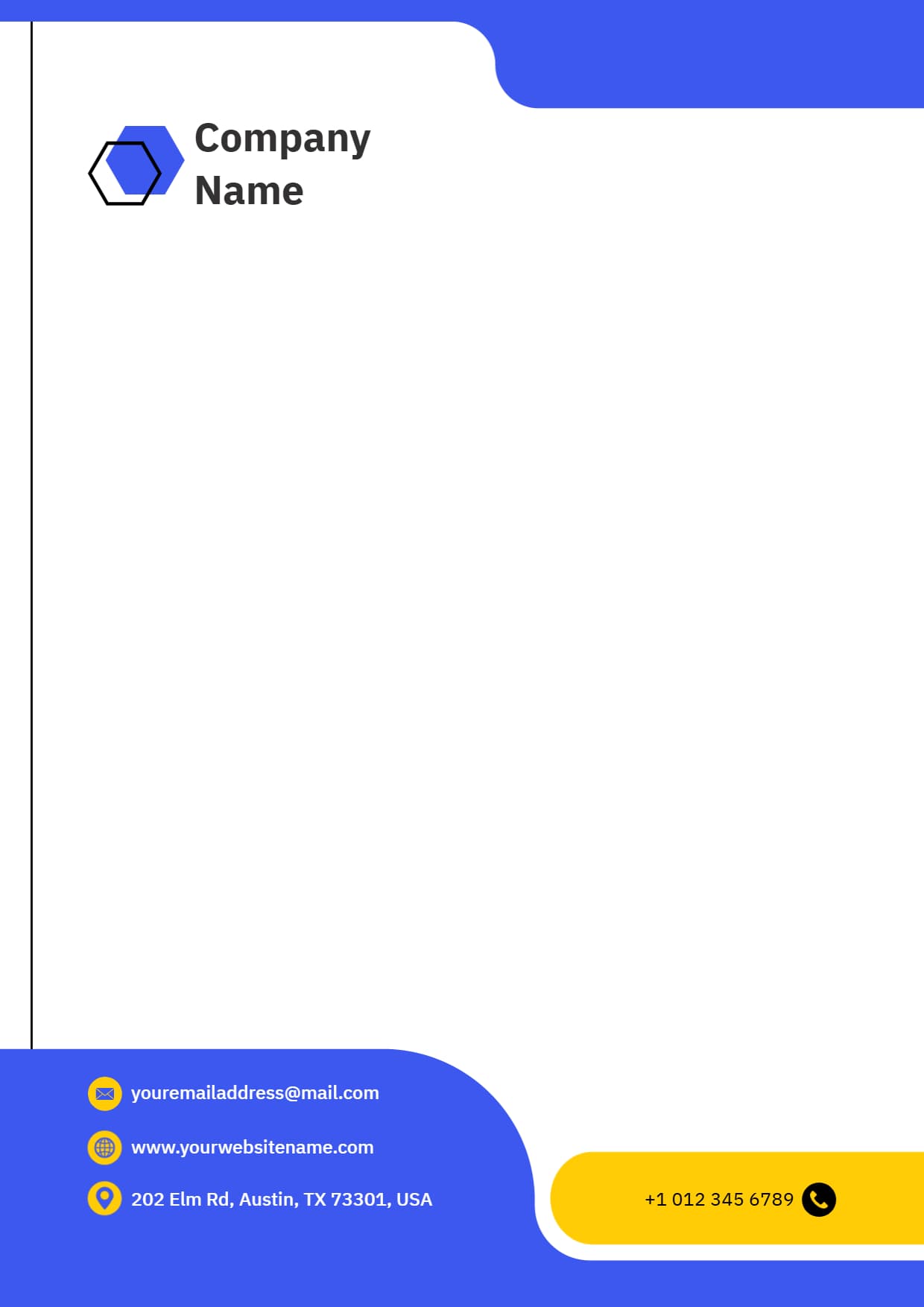 Professional Blue Corporate Blank Letterhead Template