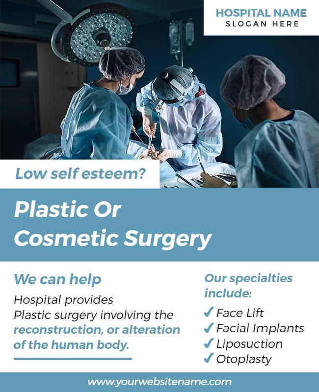 Professional Blue Cosmetic Surgery Services Information Flyer Template