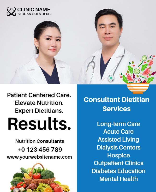 Professional Blue Dietitian Consultation Services Poster Template