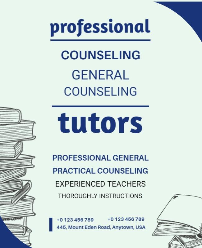 Professional Blue Educational Counseling Tutors Poster Template