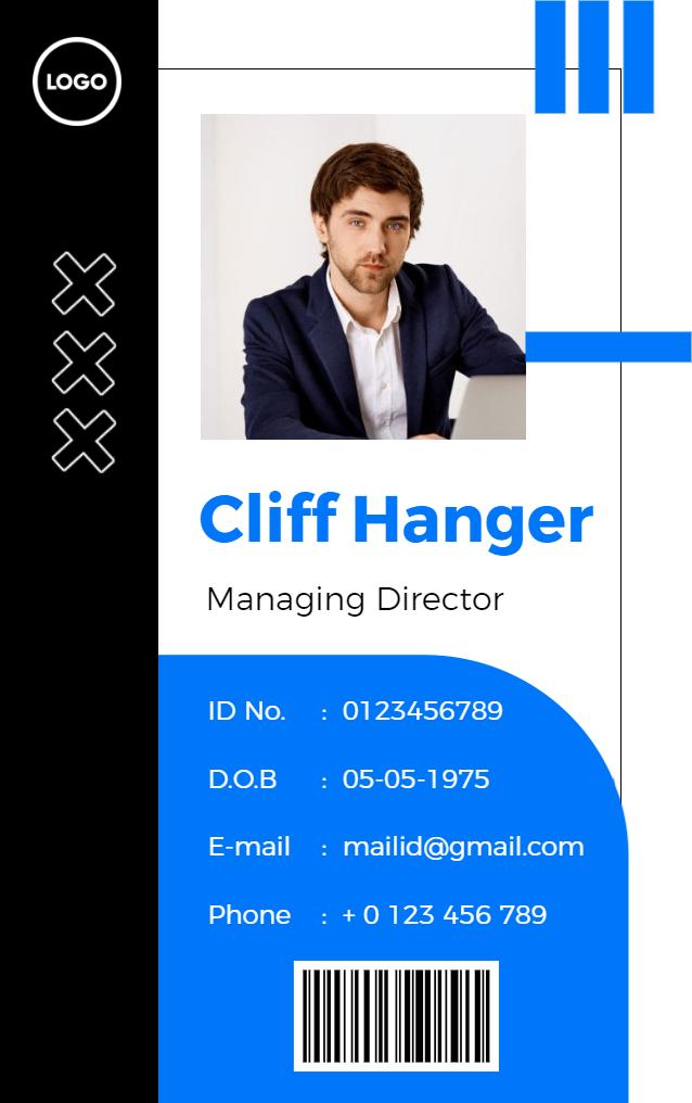Professional Blue Executive Identity Card Template
