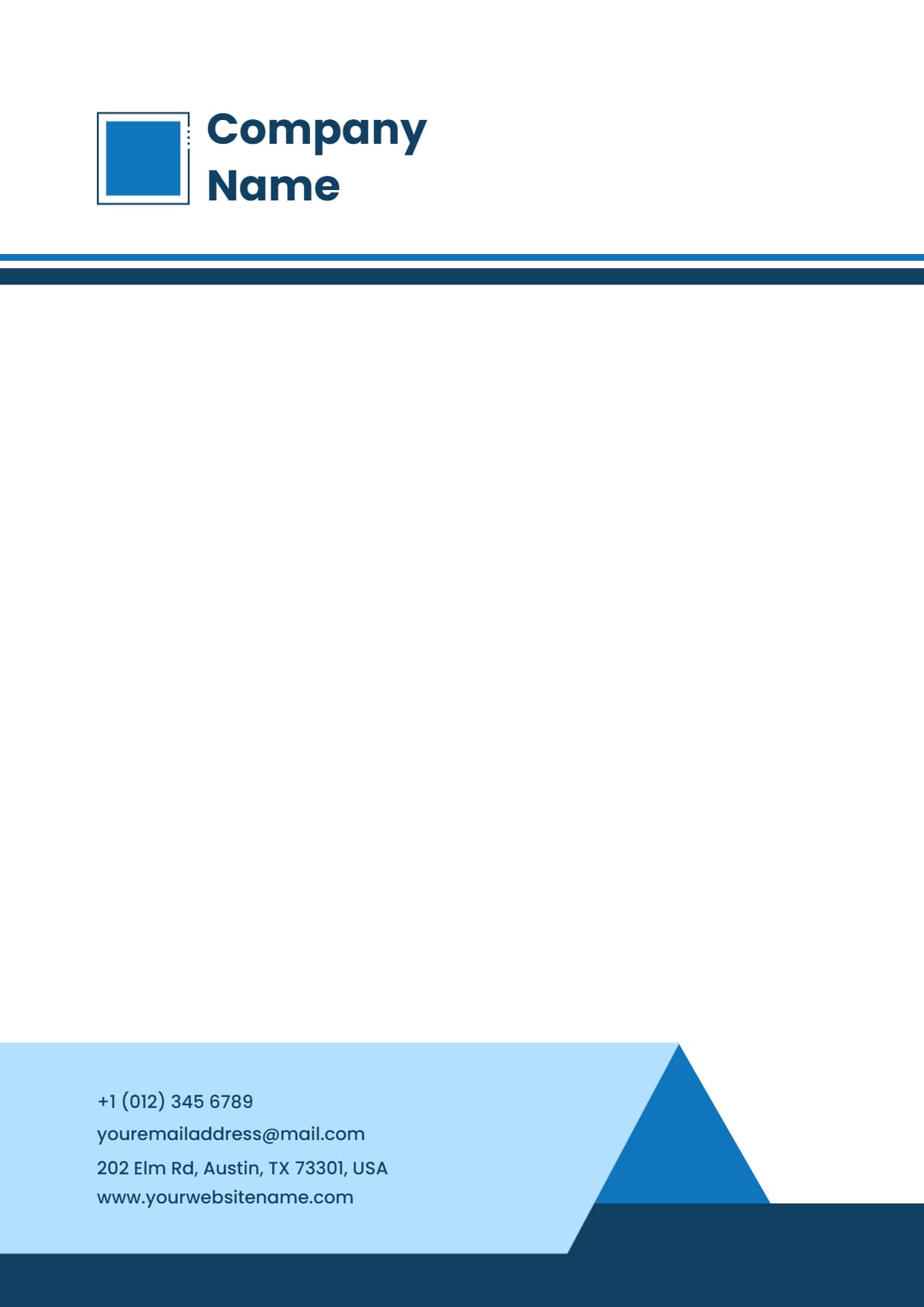 Professional Blue Geometric Corporate Blank Letterhead Template