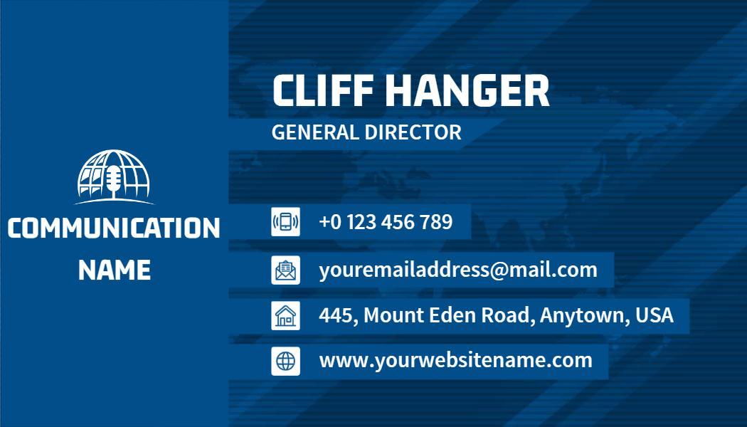 Professional Blue Global Communication Visiting Card Template