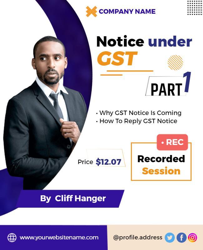 Professional Blue GST Notice Reply Training Session Poster Template