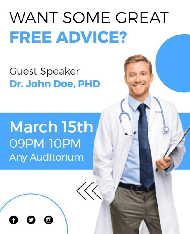Professional Blue Health Advice Event Poster Template