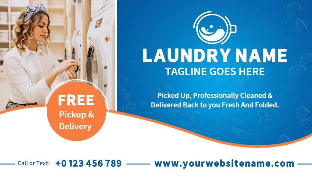 Professional Blue Laundry Service Visiting Card Template