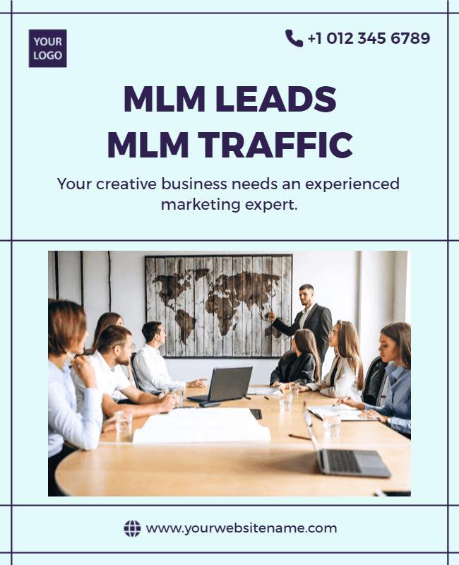 Professional Blue Marketing Conference Strategy Meeting Poster Template