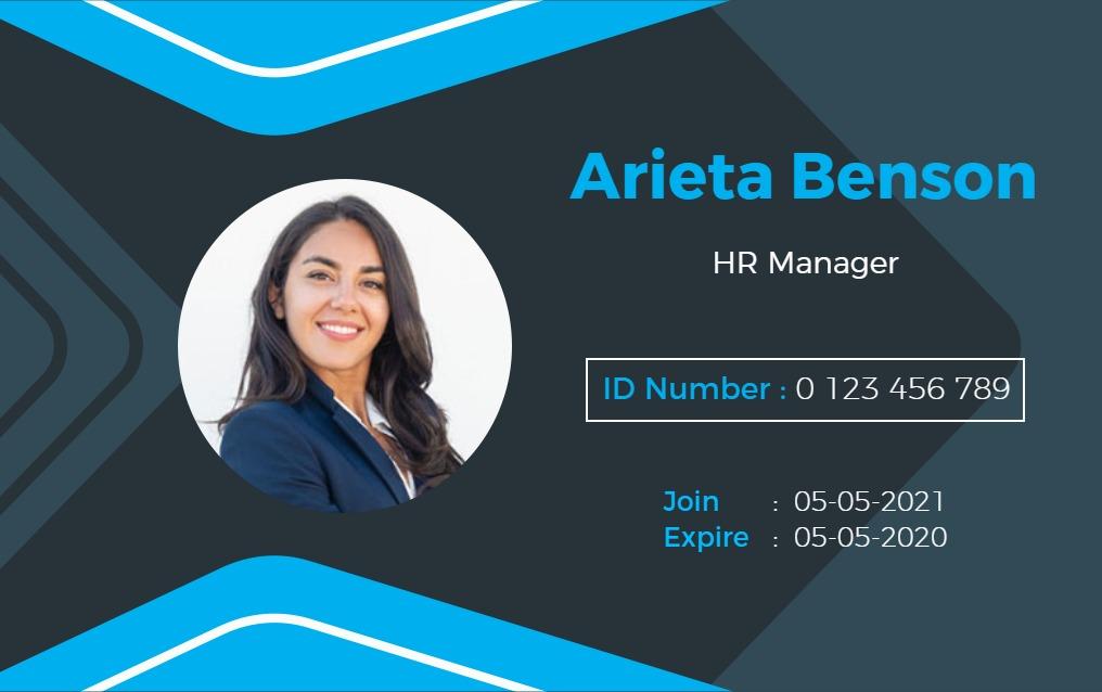Professional Blue Modern HR Manager Identity Card Template