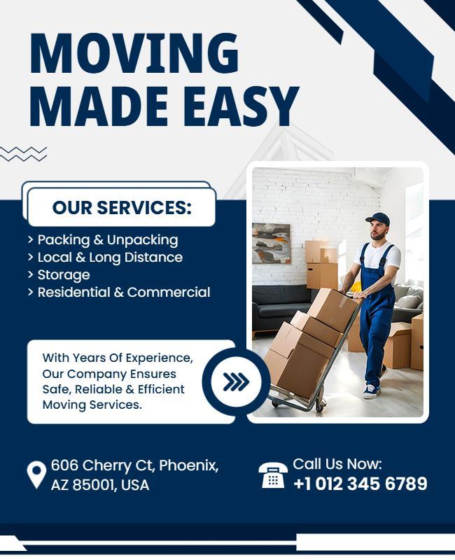 Professional Blue Moving Services Company Poster Template