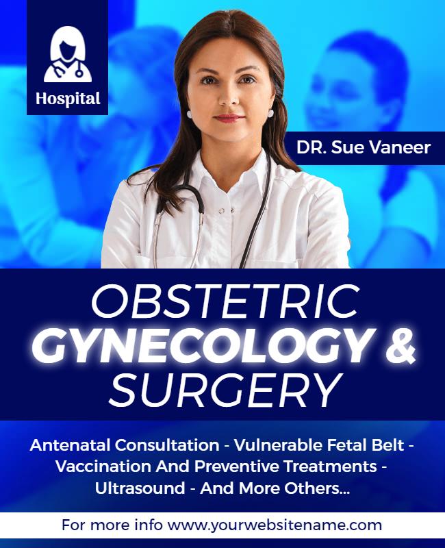 Professional Blue Obstetric Gynecology Services Flyer Template