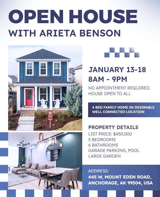 Professional Blue Open House Flyer Template