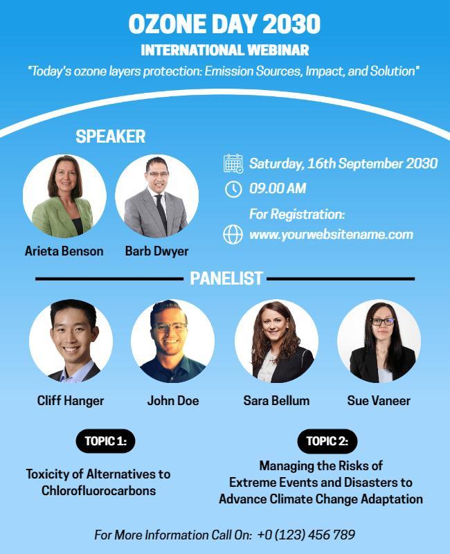 Professional Blue Ozone Day International Webinar Poster Template