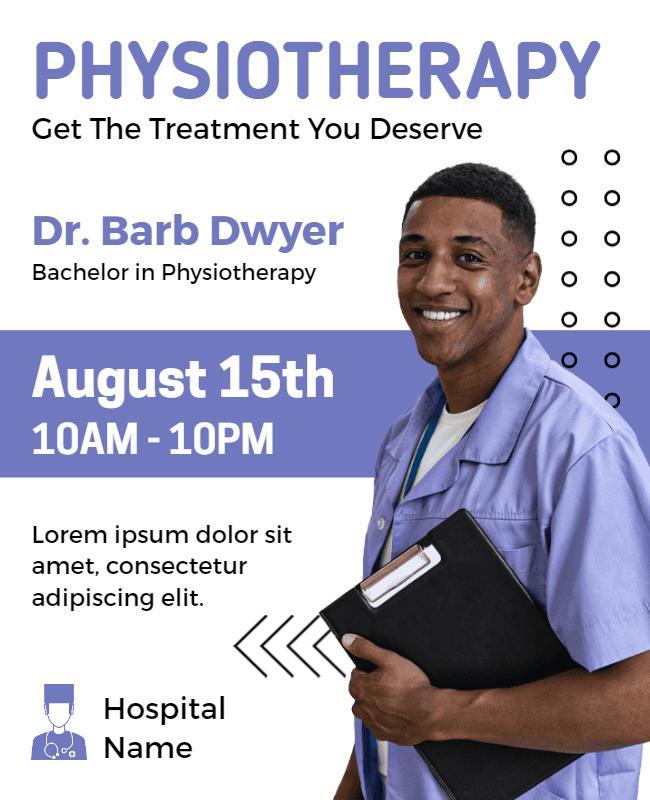 Professional Blue Physiotherapy Treatment Information Flyer Template