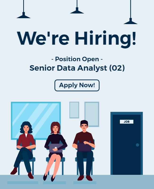 Professional Blue Recruitment for Data Analyst Job Poster Template