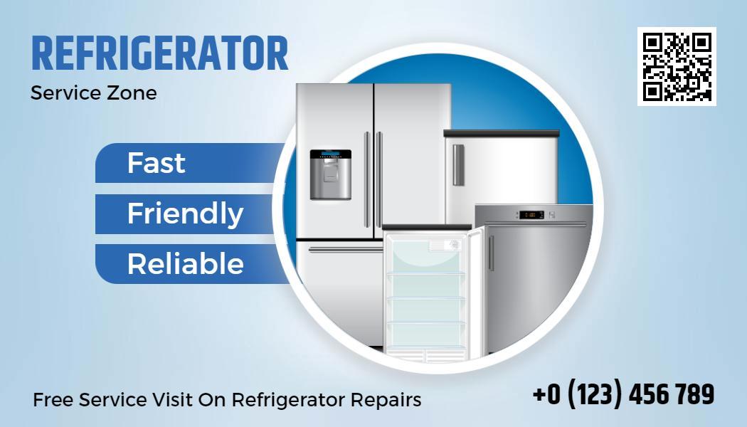 Professional Blue Refrigerator Repair Service Visiting Card Template