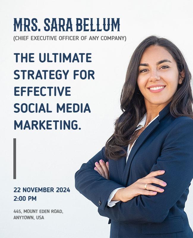 Professional Blue Social Media Marketing Strategy Seminar Poster Template