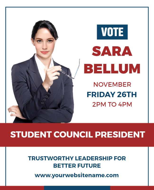 Professional Blue Student Council Election Campaign Poster Template