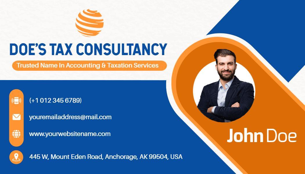 Professional Blue Tax Consultancy Visiting Card Template