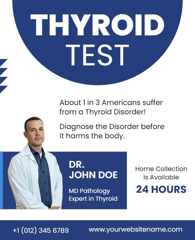 Professional Blue Thyroid Health Awareness Test Poster Template