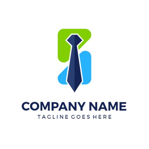 Professional Blue Tie and Green Shapes Representing Job Logo Template