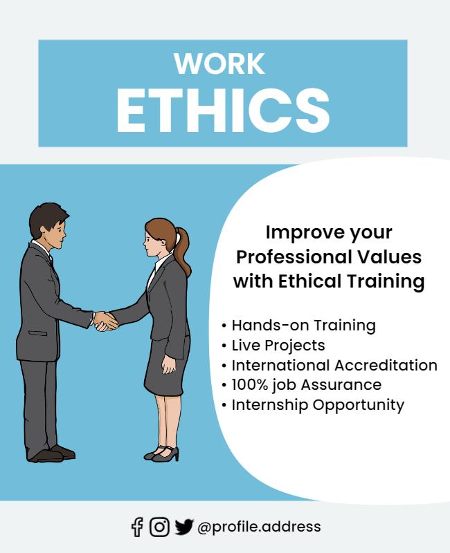 Professional Blue Work Ethics Training Program Poster Template