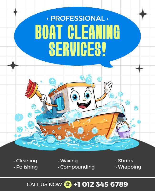 Professional Boat Cleaning Services Flyer Template