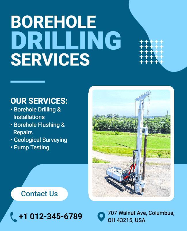 Professional Borehole Drilling and Surveying Services Flyer Template