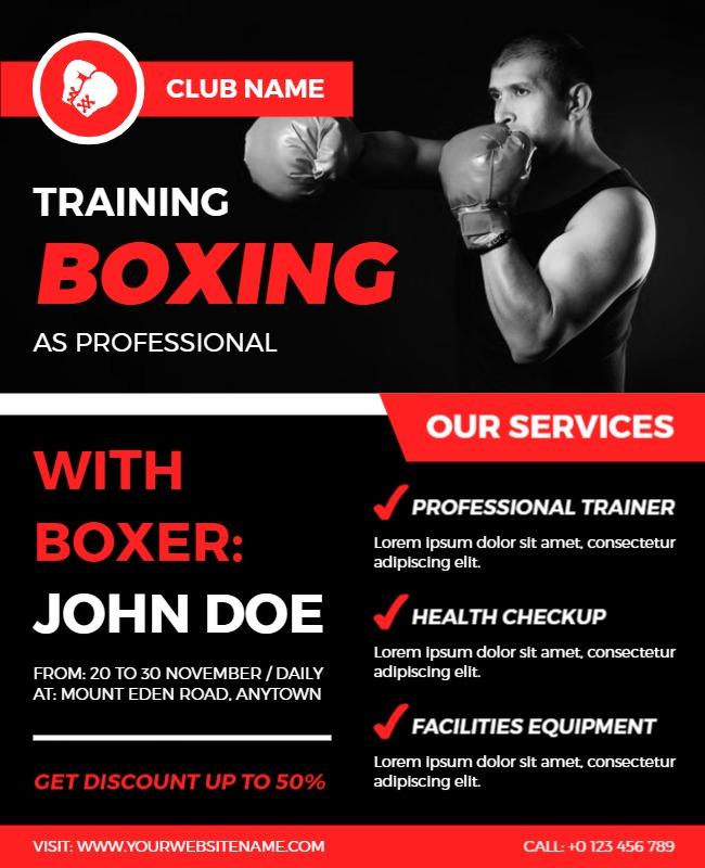 Professional Boxing Training Session Flyer Template