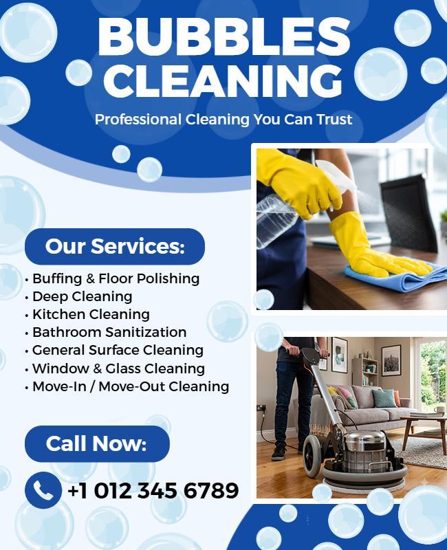 Professional Bubbles Cleaning Services Flyer Template