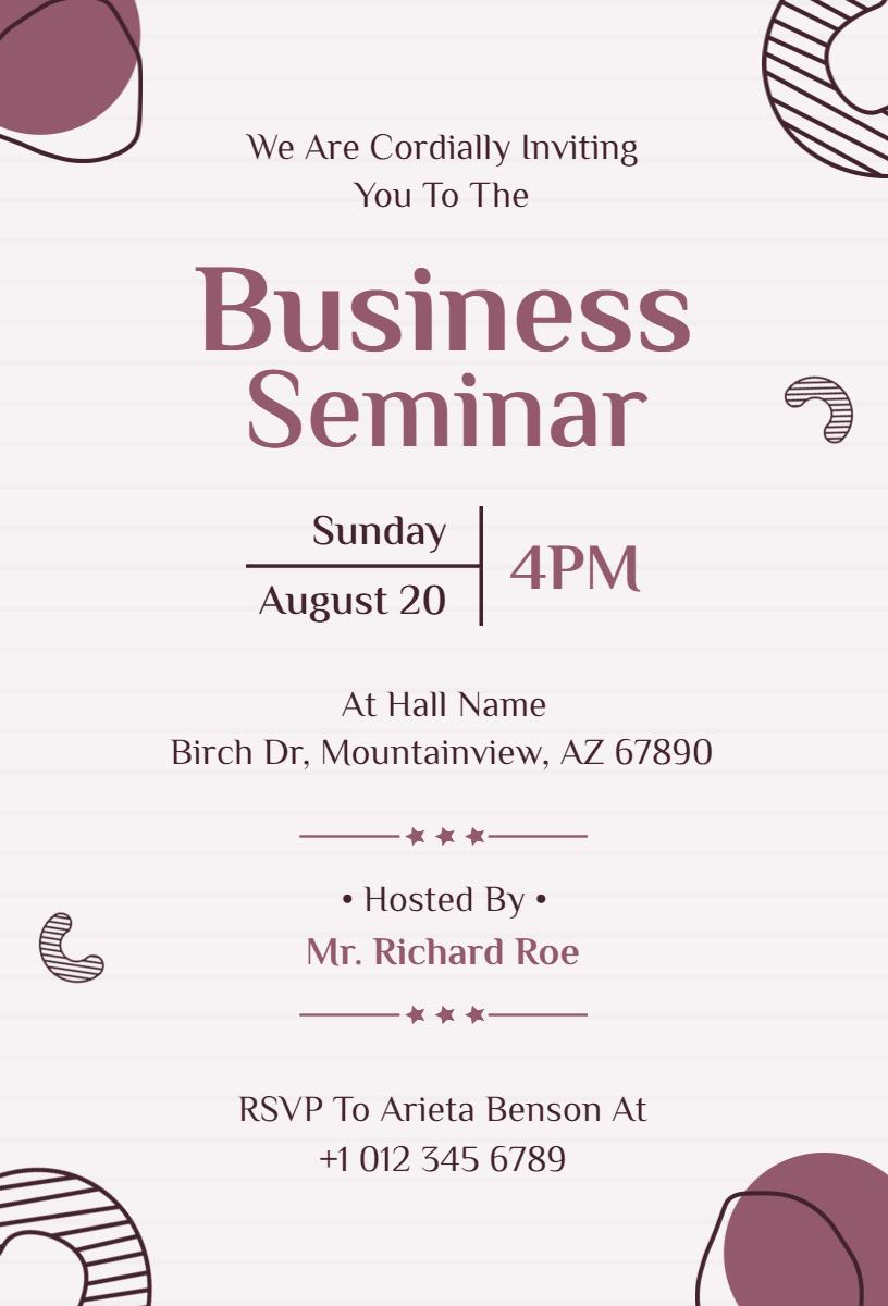 Professional Business Networking Seminar Invitation Template