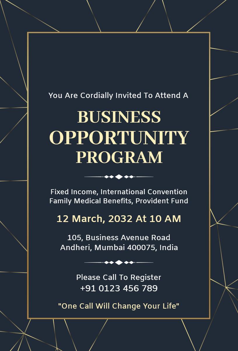Professional Business Opportunity Program Invitation Template