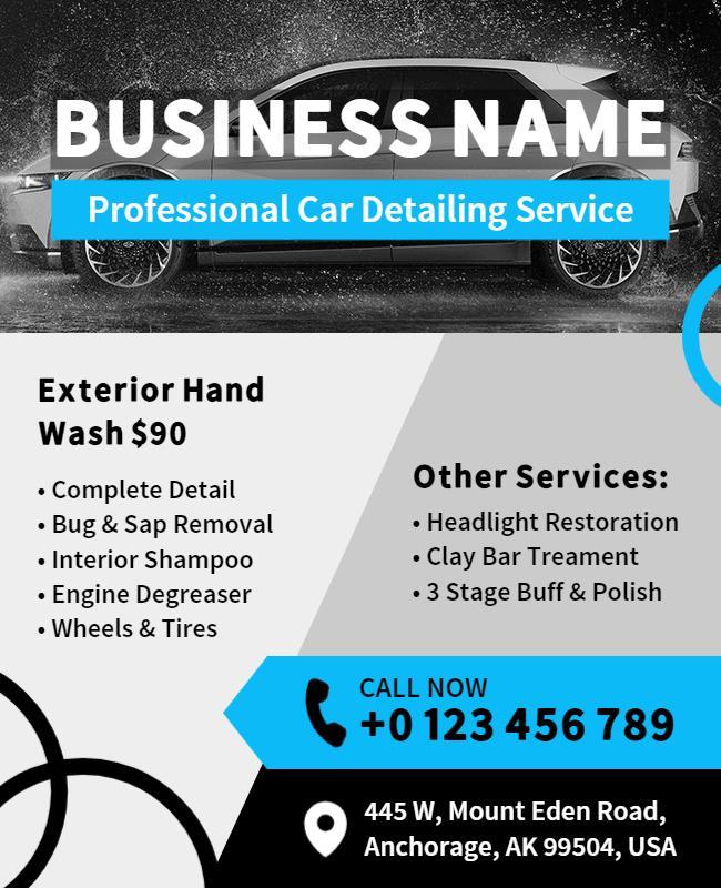 Professional Car Detailing Service Promotional Flyer Template