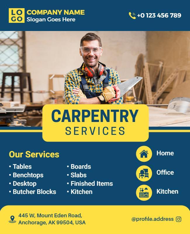 Professional Carpentry Services Advertisement Flyer Template