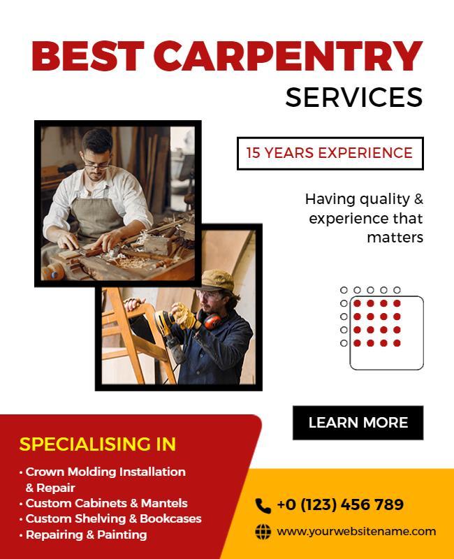 Professional Carpentry Services Promotion Flyer Template