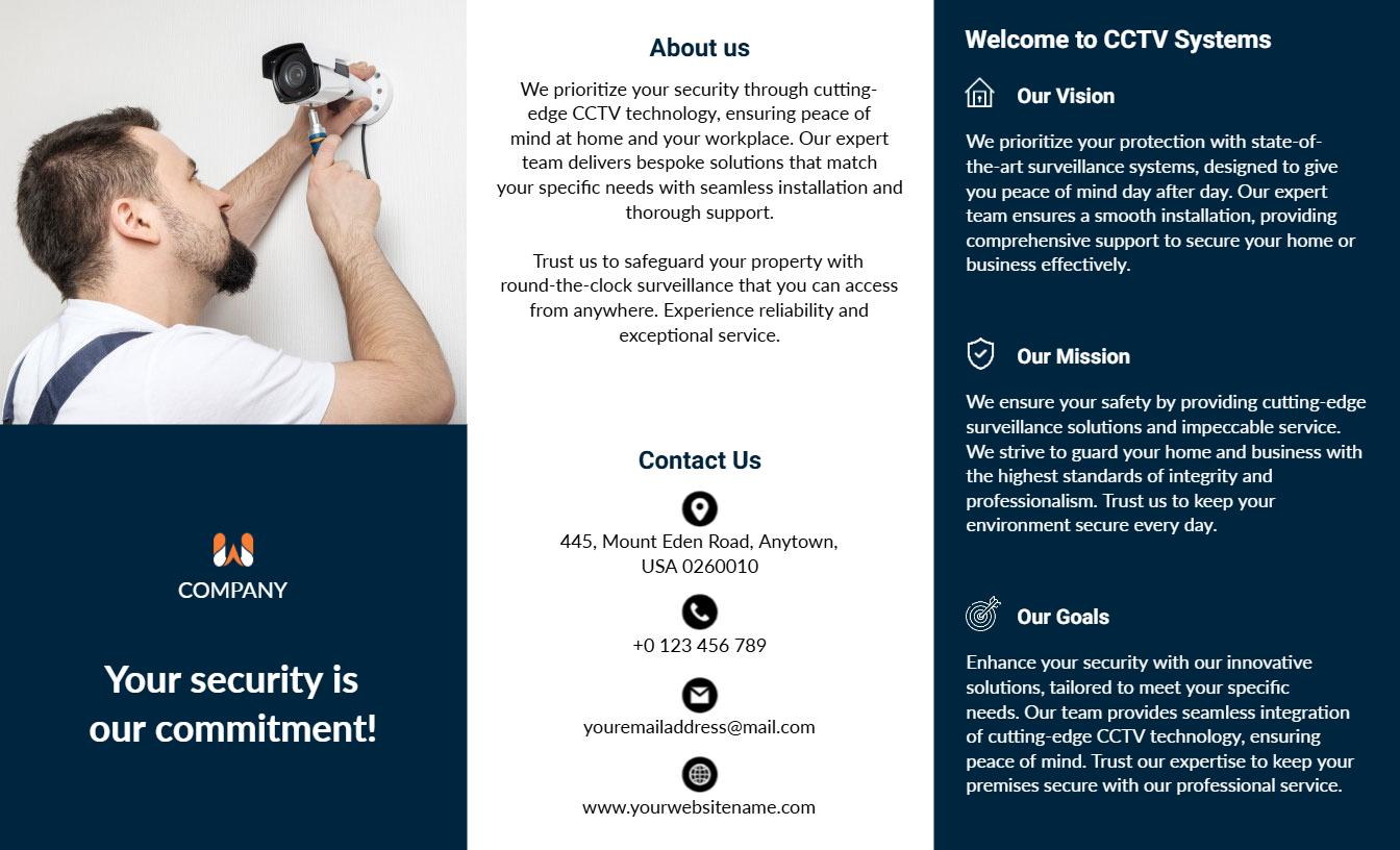 Professional CCTV Security Installation and Service Brochure Template
