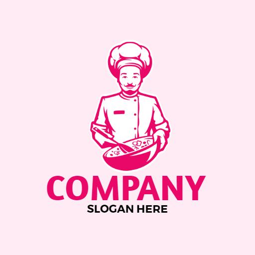 Professional Chef with Cooking Tools Showcases Culinary Skills Logo Template