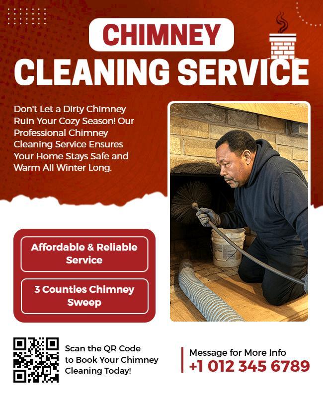 Professional Chimney Cleaning Service Promotion Flyer Template