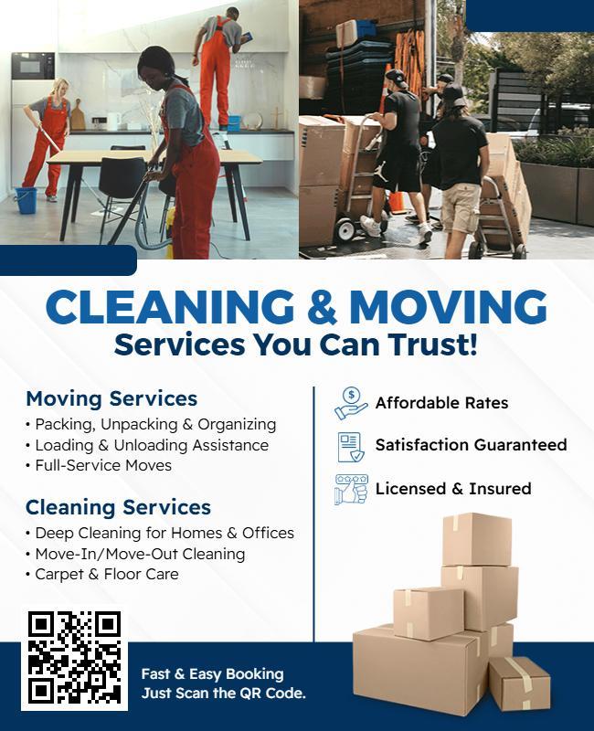 Professional Cleaning and Moving Services Flyer Template