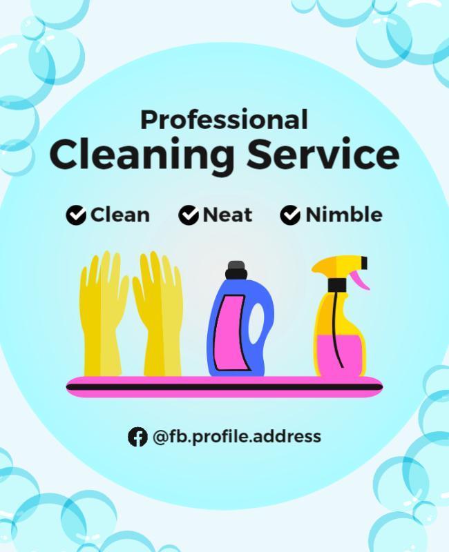 Playful Aqua Professional Cleaning Service Flyer Template