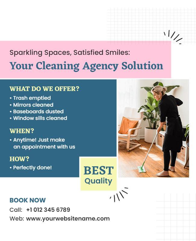 Chic Pastel Residential Cleaning Services Flyer Template