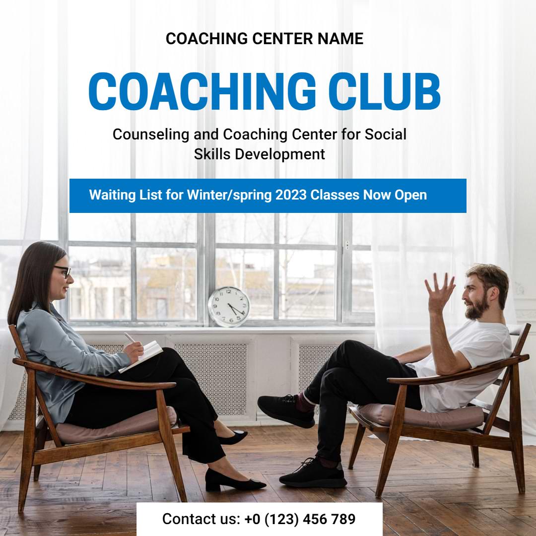 Professional Coaching Club for Social Skills Development Ad Template