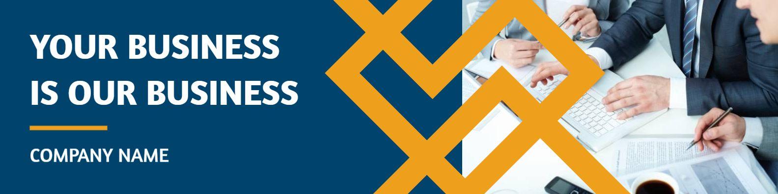 Professional Collaboration on Blue and Gold LinkedIn Banner Template