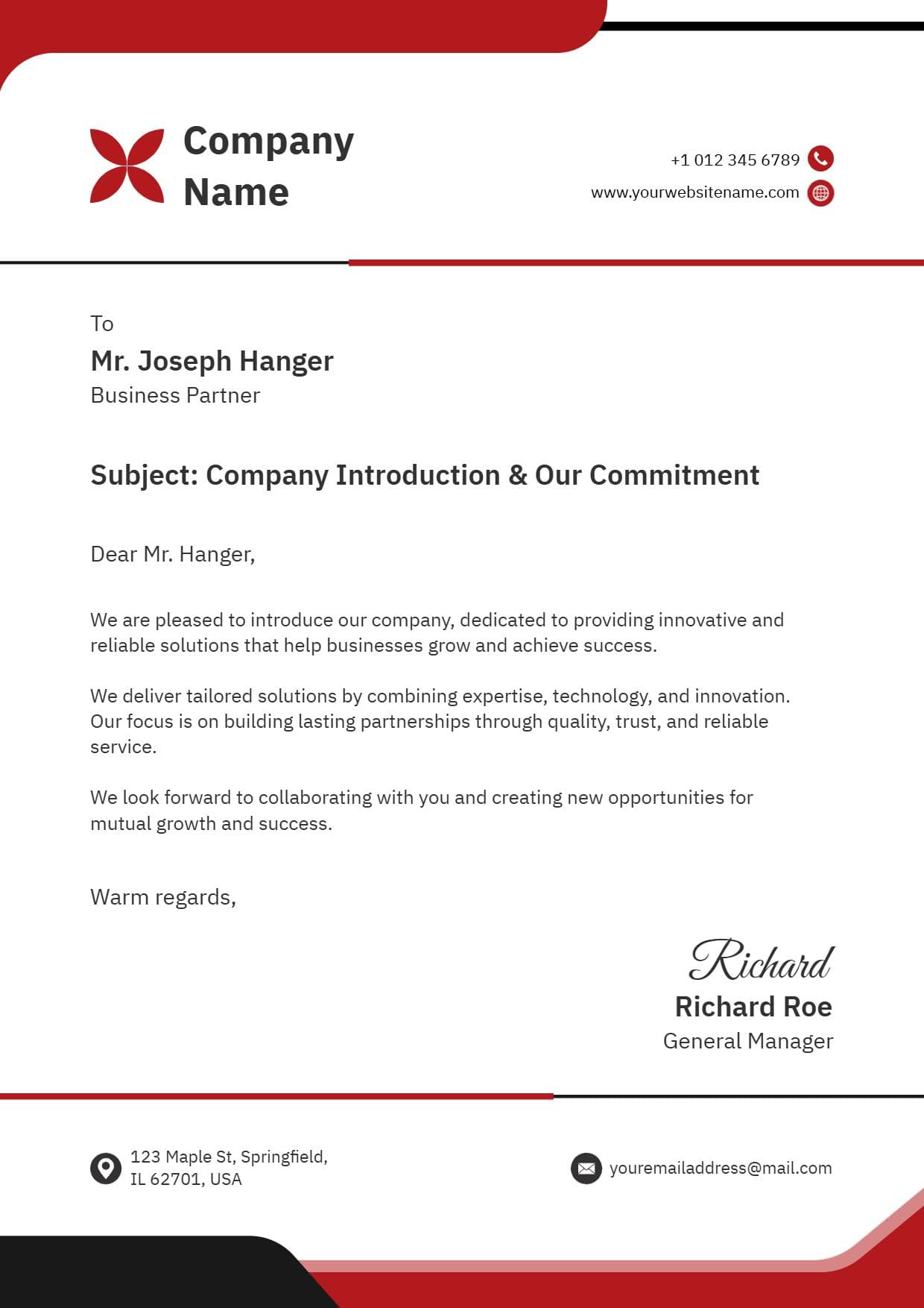Professional Company Correspondence Letterhead Template