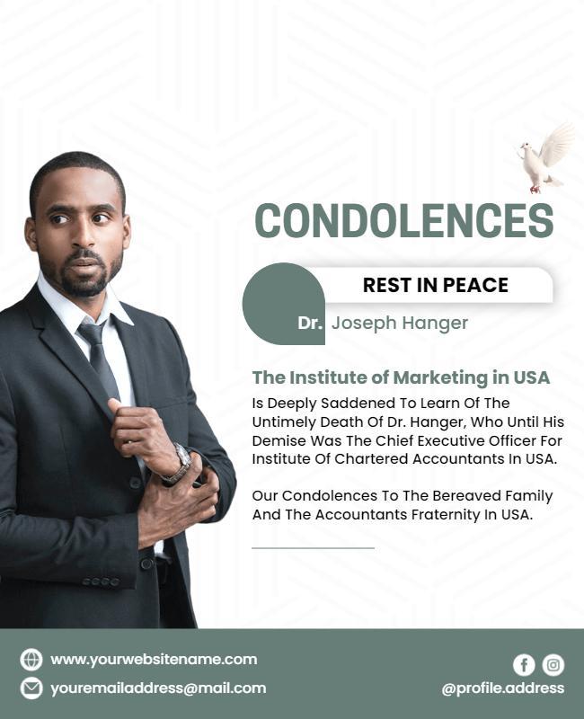 Professional Condolence Announcement Flyer Template