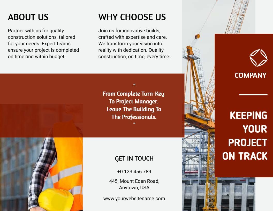Professional Construction Project Management Services Brochure Template