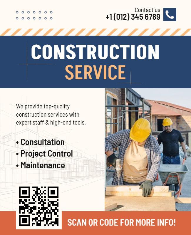 Professional Construction Service Promotion Flyer Template